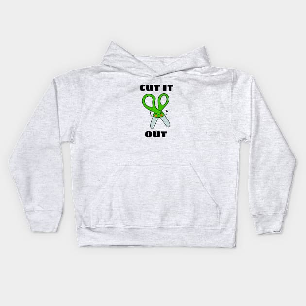 Cut It Out - Cute Scissor Pun Kids Hoodie by Allthingspunny